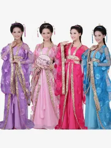 Traje chino tradicional Vestido de Hanfu de tul femenino Ropa antigua de la dinastía Tang 3 piezas #252394