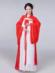Traje tradicional chino femenino gasa roja mujer Hanfu vestido antiguo dinastía Tang ropa 3 piezas