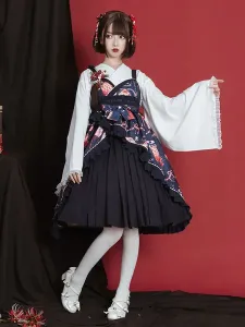 Estilo japonés Lolita JSK Vestido Borgoña Volantes Sin mangas Poliéster Lolita Jumper Faldas #429296