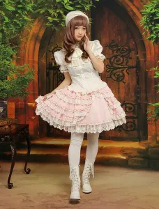 Falda de algodón de bicolor de estilo de Lolita #190032