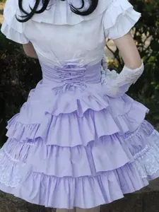 Falda de Lolita de 100% algodón de dos tonos de encaje estilo dulce #222293