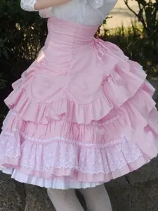Falda de Lolita de 100% algodón de dos tonos de encaje estilo dulce #222299