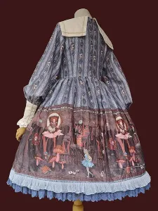 Vestido clásico de Lolita OP Infanta Alice Tema Encaje Sin mangas Poliéster Casual Albaricoque Lolita Vestidos de una pieza #429179