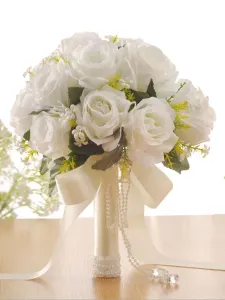 Flores de boda Hermosa forma por cable Mezcla de algodón polivinílico Ramos de novia