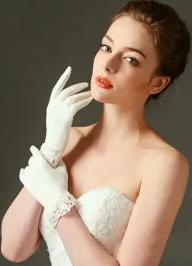 Blanco boda guantes guantes de Novia de encaje corto alcance
