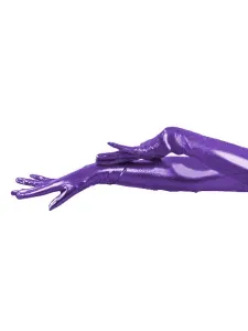 Disfraz Carnaval Brillante Metálico púrpura Guantes hombros Halloween