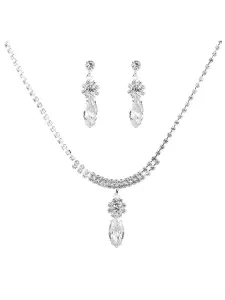 Conjunto de collar nupcial Conjunto de joyas de boda rhinestones de plata