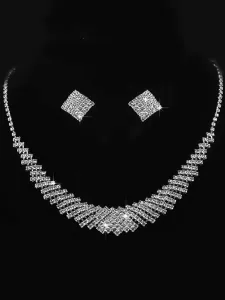 Conjunto de joyas de boda Conjunto de collar de novia con cuentas de diamantes de imitación de plata