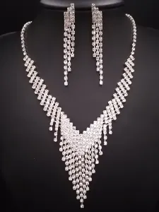 Conjunto de joyas de boda para mujer Precioso collar de diamantes de imitación Pendiente Accesorios de moda