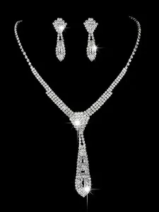 Conjunto de joyas de plata de la boda pendientes pendientes collar nupcial accesorios