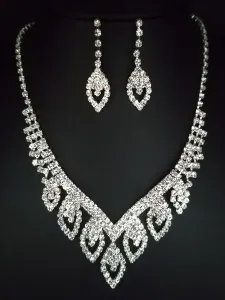 Conjunto de joyería nupcial para mujer, hermosos accesorios de boda con diamantes de imitación