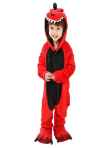 Disfraz Carnaval Onesie Kigurumi Pajamas para niños 2023 dinosaurio rojo para niños fácil de uso Halloween Carnaval Halloween #283923