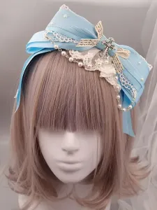 Classic Lolita Diadema Diseño metálico Encaje Perla Ruffle Bow Lolita Accesorio para el cabello #279118