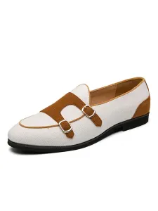 Zapatos Mocasines Para Hombre Lona De Punta Redonda Con Cordones Sin Cordones Blancos #391264