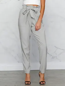 Moda mujer Pantalones de poliéster Color liso con cordones estilo modernoestilo street wear de harén 2023