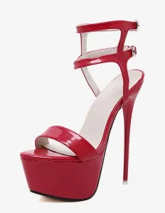 Zapatos de fiesta 2023 Sandalias rojo cielo patente los tacones de plataforma alta para las mujeres #211805