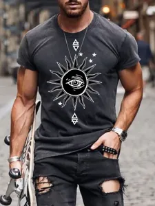 Camisetas Chic Cuello Joya Estampado Mangas Cortas #436076