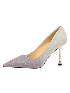 Brillo zapatos de noche para mujer Tacones altos Punta estrecha Stiletto Heel Slip On Zapatos de fiesta #275751
