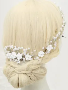 Diadema de novia flor con encanto peine con decoración de diamantes de imitación de perlas