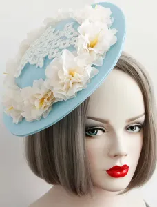 Noche azul sombreros flor encaje boda sombrero