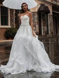 Vestido de novia sin tirantes Multi-capa Atrás Sweetheart Bola vestido de novia vestido de novia #397249