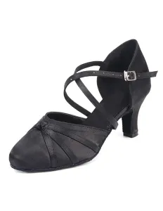 Negro de las mujeres botones de zapatos de salón de baile #232846