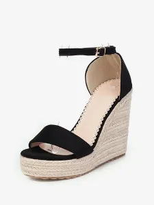 Alpargatas Sandalias de cuña para mujer Zapatos de plataforma en negro #335270