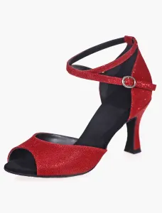 Zapatos de salón Glitter Zapatos de baile latino Peep Toe de plata Criss Cross #202973