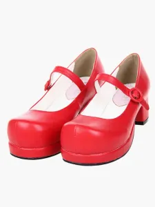 Zapatos Lolita Dulce Tacones Gruesos Cuadrados Platforma #190732