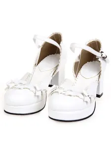 Zapatos Lolita Dulce Tacones Pony Platforma Gruesos Hebilla Lazos #194271