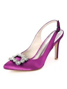 Invitados a la boda Satén Azul real Punta puntiaguda Stiletto Zapatos de novia #356356