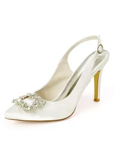 Invitados a la boda Satén Azul real Punta puntiaguda Stiletto Zapatos de novia #356517