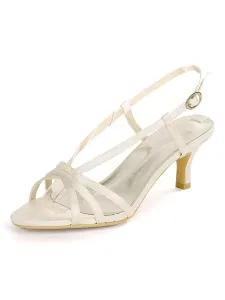 Zapatos de boda azules Zapatos de satén con punta abierta Tacón de gatito Zapatos de novia Zapatos de madre de la novia #356724