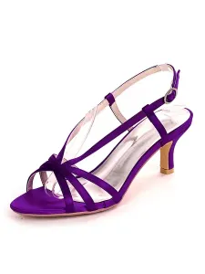 Zapatos de boda azules Zapatos de satén con punta abierta Tacón de gatito Zapatos de novia Zapatos de madre de la novia #356918