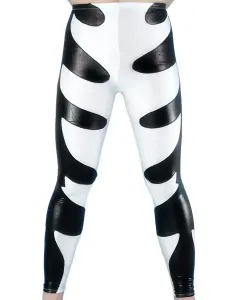 Disfraz Carnaval Blanco y negro Pantalones metálico brillante Halloween #218652