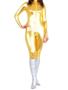 Disfraz Carnaval Dorado Metálico Brillante Sexy Halloween Entero Bodysuit Halloween #208446