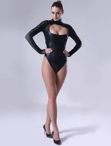 Disfraz Carnaval Sexy Negro Metálico Brillante para Mujeres Halloween #206932