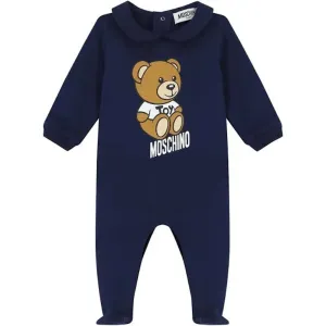 Moschino Baby Boys Teddy Bear Motif Babygrow Navy 1/3m Blue