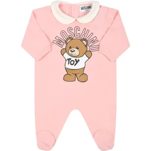 Moschino Baby Girls Teddy Bear Babygrow Pink 1M