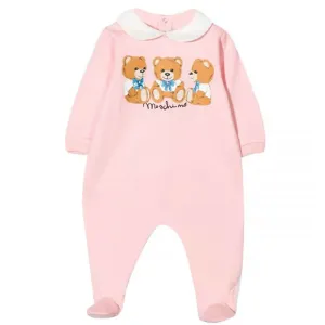 Moschino Baby Girls Teddy Bear Babygrow Pink 3M