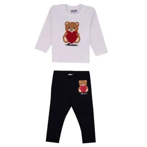 Moschino Baby Girls Blouse and Leggings Set in White Black 18/24 Cloud/black