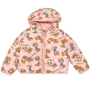 Moschino Baby Girls Teddy Bear Puffer Jacket Pink 12M