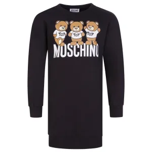 Moschino Girls Teddy Logo Dress in Black 12A