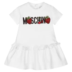 Moschino Baby Girls Logo Strawberry Dress White 6/9m