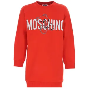 Moschino Girls Logo Bear Sweatshirt Dress Red 10Y