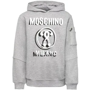 Moschino Boys 3 Dimensional Milano Logo Hoodie Grey 10Y