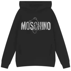 Moschino Boys Bear Logo Hoodie Black 12Y