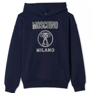 Moschino Boys Milano Logo Hoodie Navy 10 Years