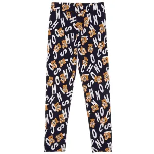 Moschino Girls All-over Print Leggings Black 10A TOY FUR