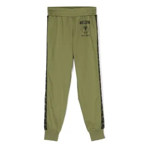 Moschino Boys Tape Logo Joggers in Olive Green 4A
